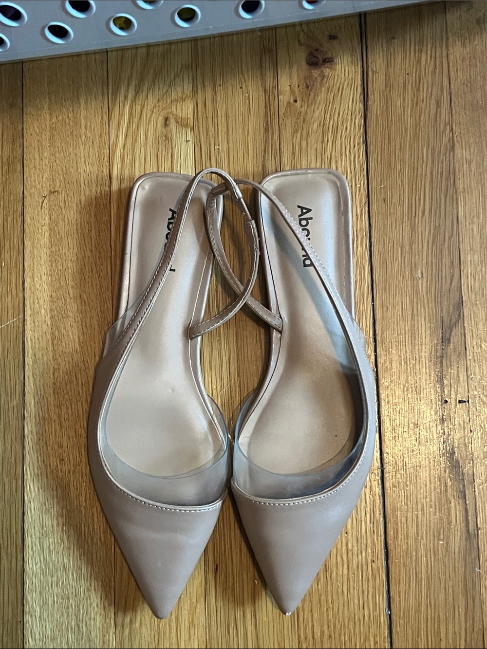 Abound Neutral Taupe Pointed Slingback Flats with Clear Panel 10W